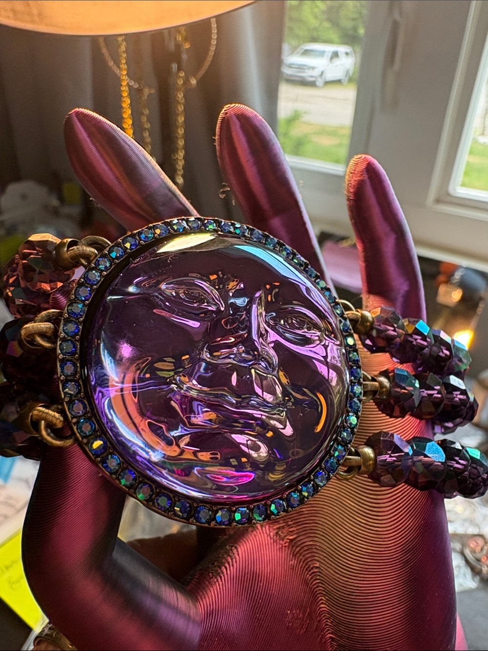 Kirks Folly Iridescent Purple Moon Face Bracelet